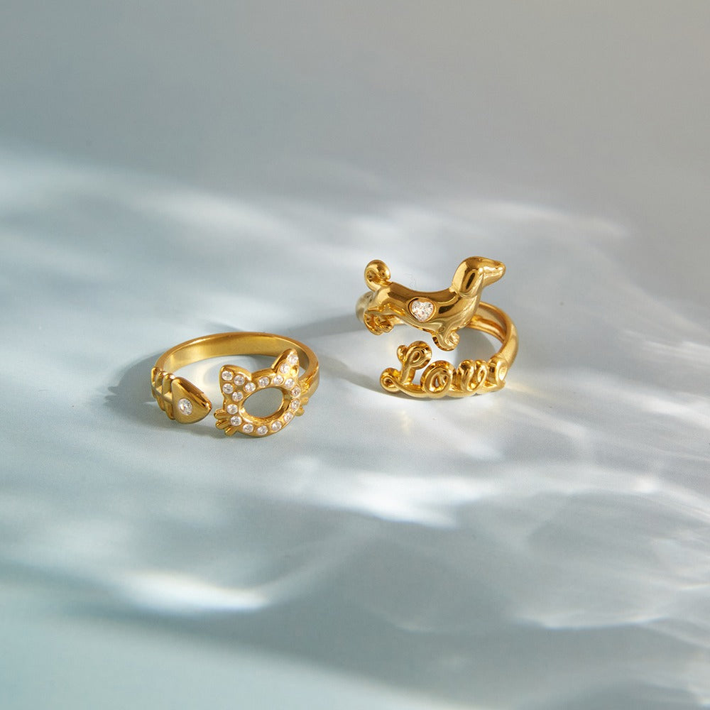 Pet Love Zircon Ring Collection
