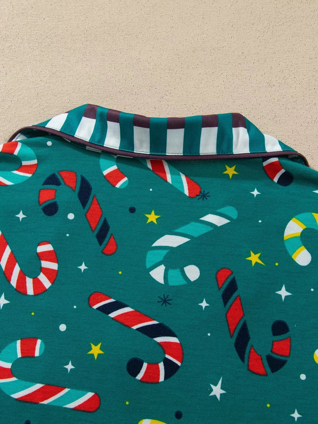 Abstract Candy Cane Print Long Sleeve Two Piece Lounge Set