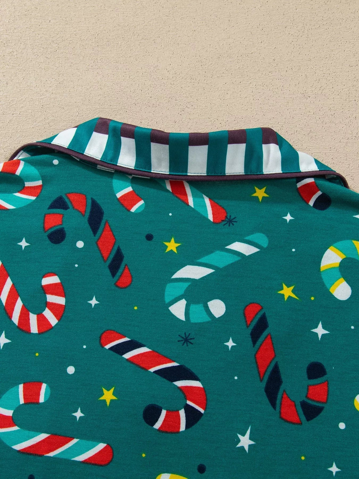 Abstract Candy Cane Print Long Sleeve Two Piece Lounge Set