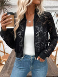 Sheer Lace Zip Up Jacket