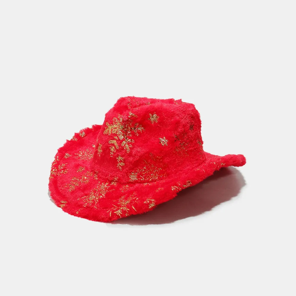 Fuzzy Snowflake Novelty Western Hat