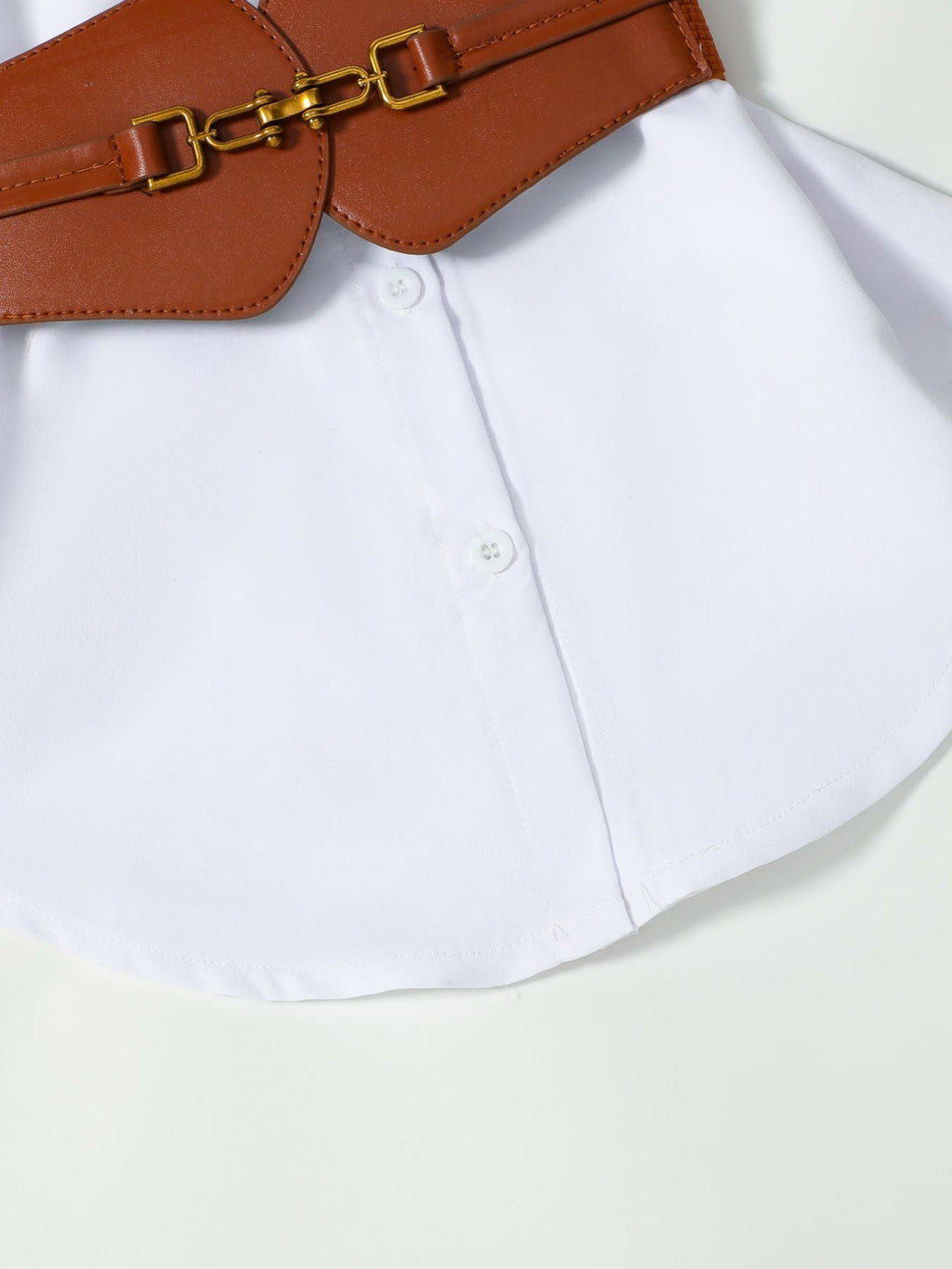 Children's Belted Long Sleeve Shirt Dress