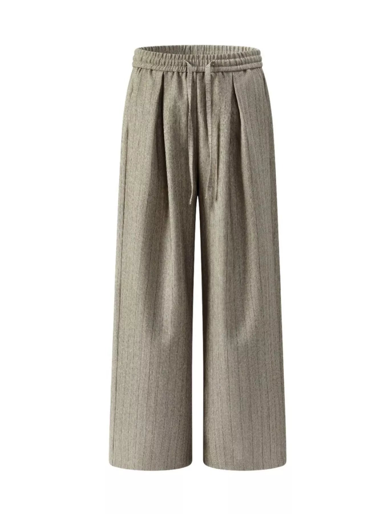 Men's Plus Size Wide Leg Striped Pleated Pants
