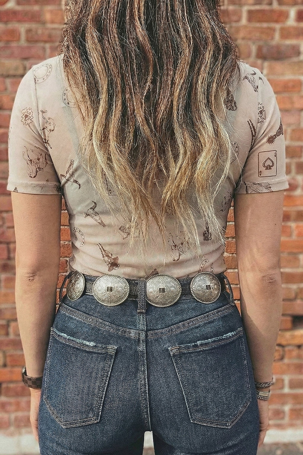 Brown Floral Printed Mesh Short Sleeve Top