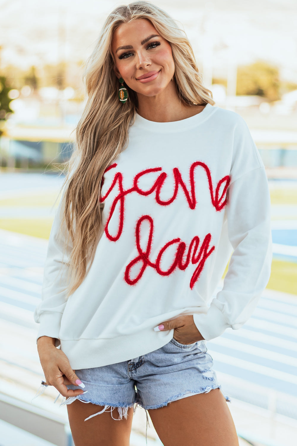 GAME DAY Tinsel Drop Shoulder Sweatshirt