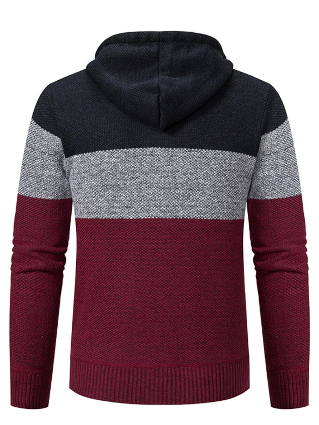 Men's Plus Size Color Block Hooded Zip-Up Cardigan