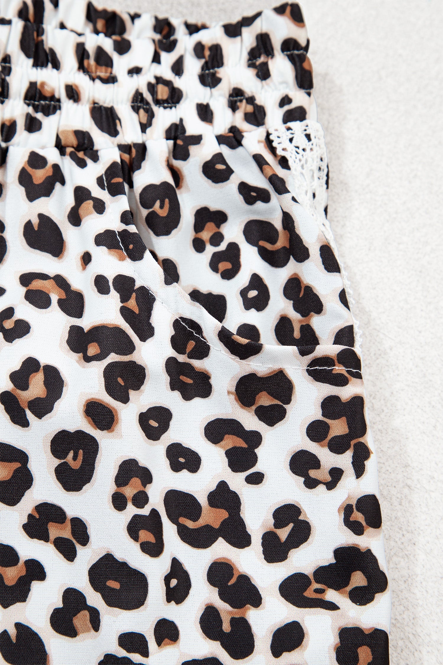 Black Leopard Print Ankle-Length Elastic Waist Pants