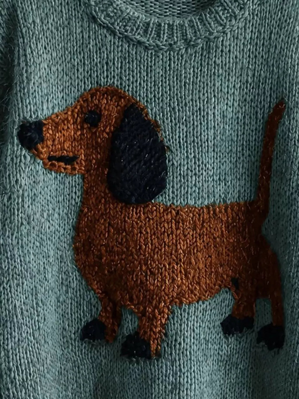 Dachshund Dropped Shoulder Sweater