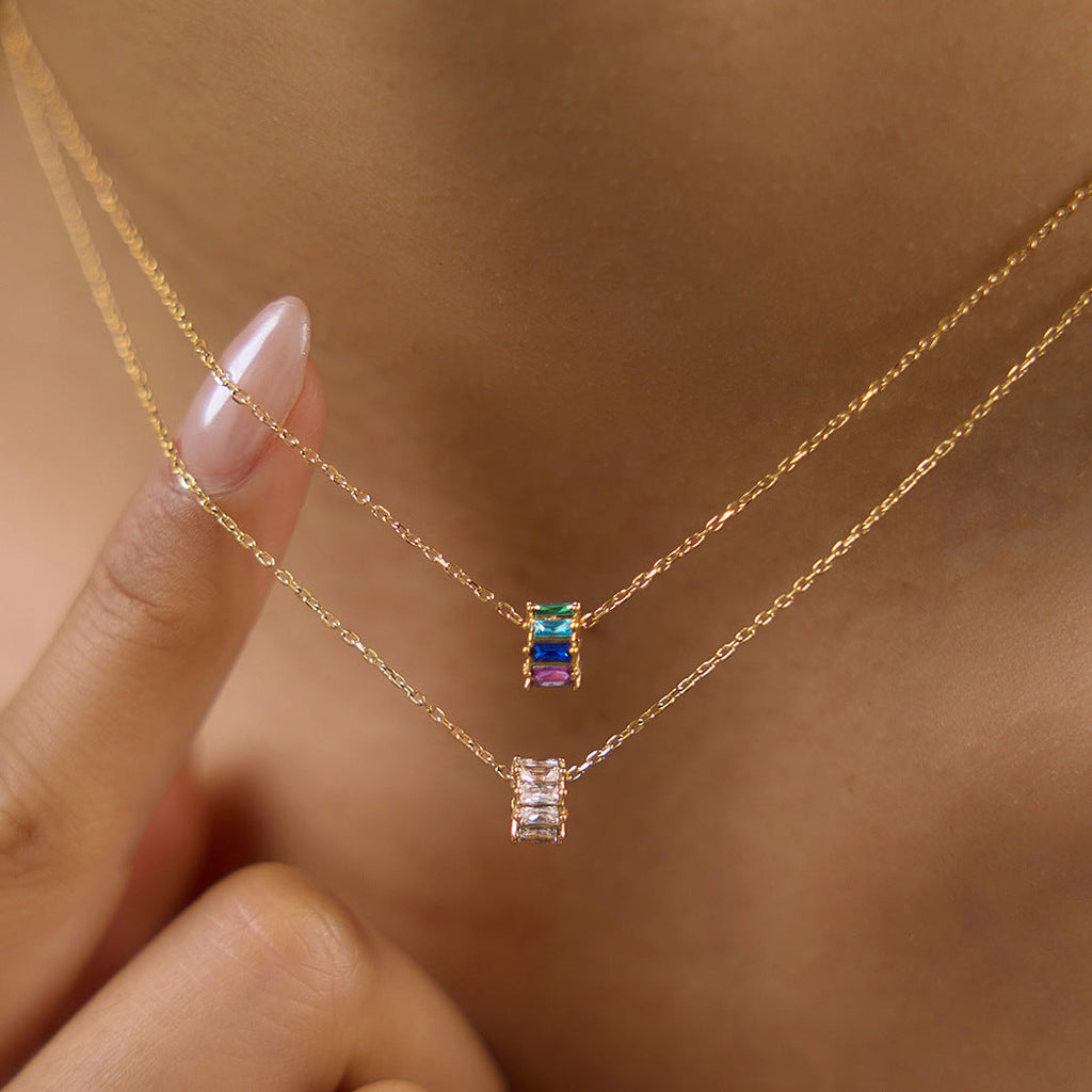 Geometric Zircon Pendant Necklace Collection