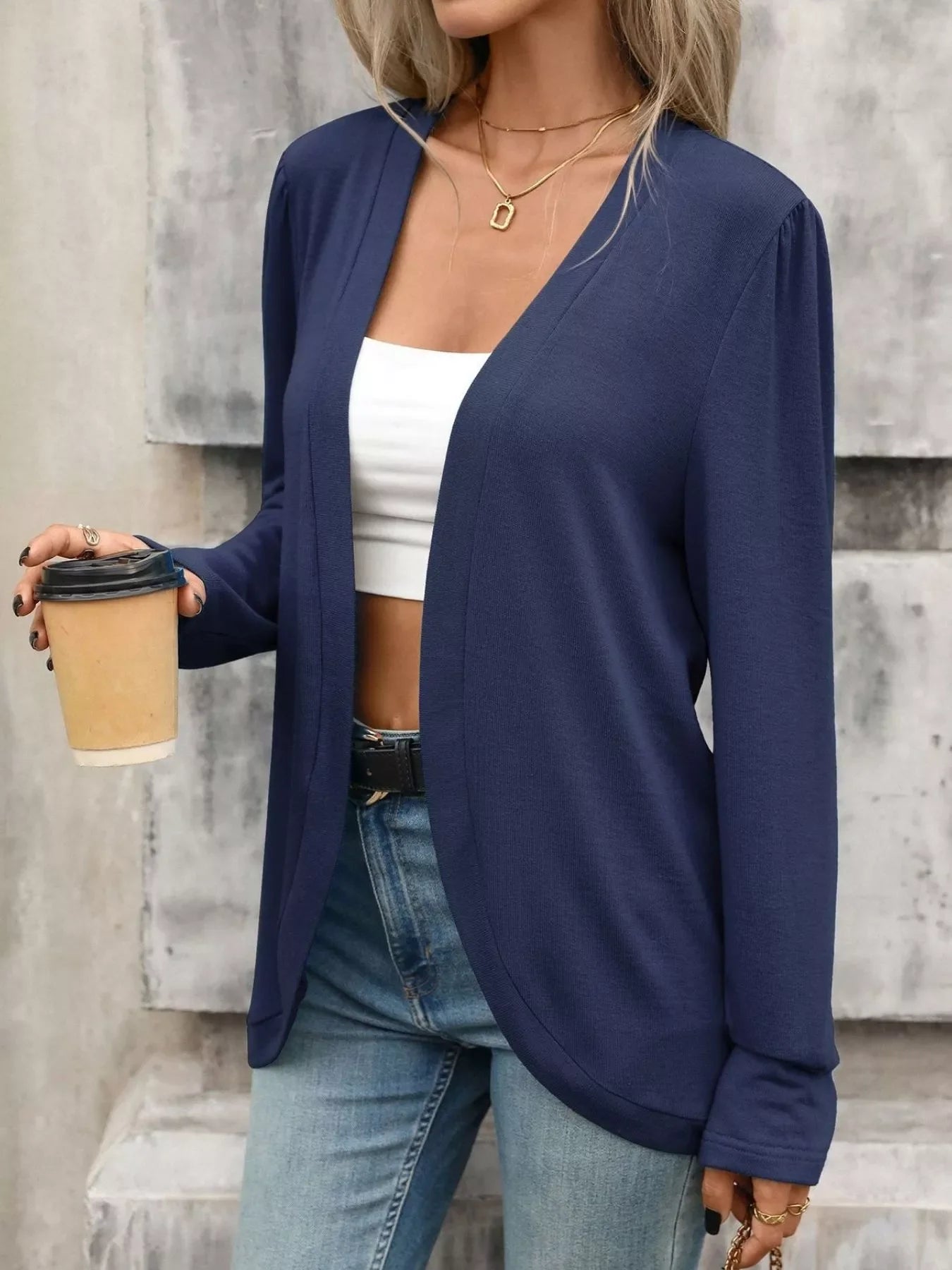 Open Front Long Sleeve Cardigan