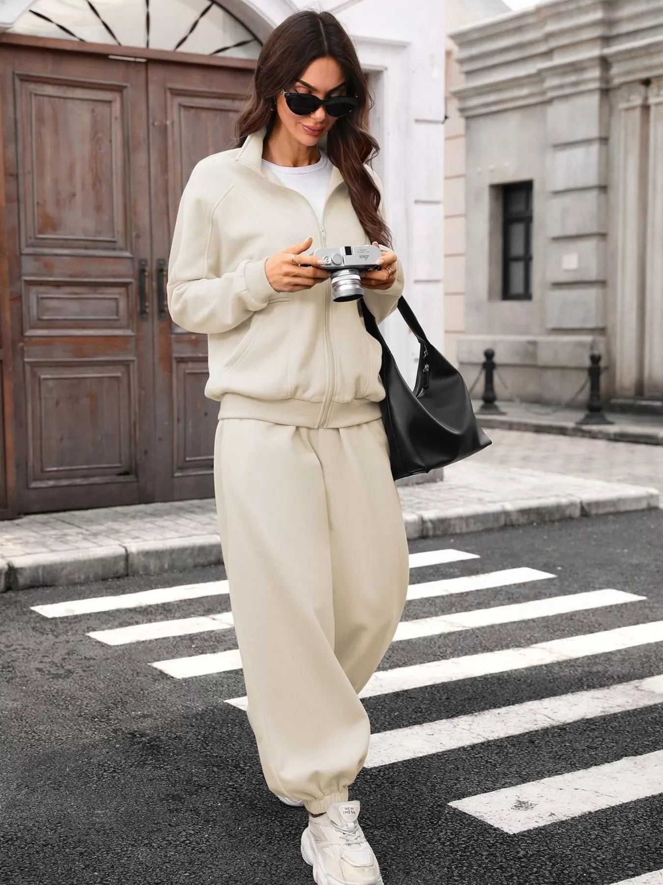 Zip-Up Long Sleeve Top and Pants Set