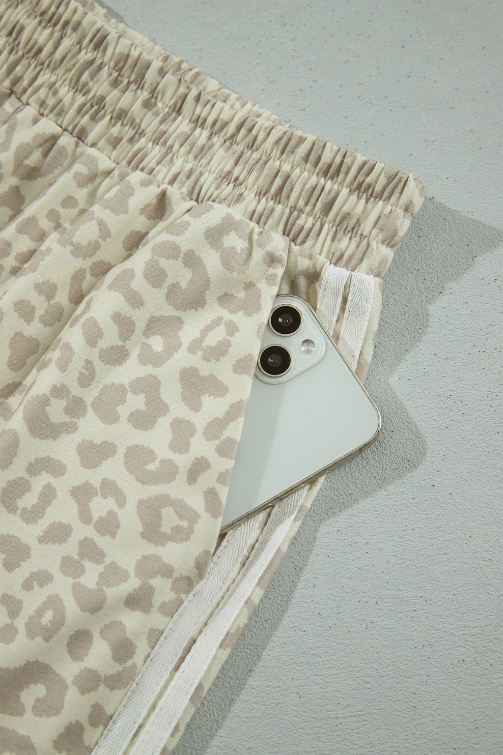 Pink Leopard Print Varsity Striped Detail 3/4 Sleeve Top Shift Pant Set