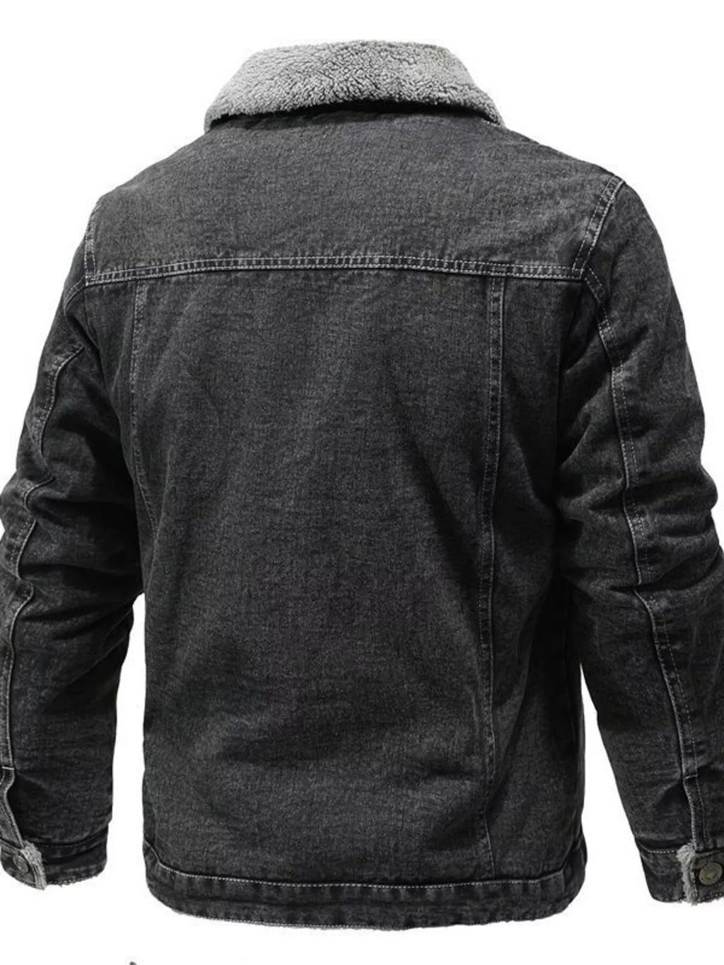 Men's Plus Size Button Up Sherpa Lined Denim Jacket