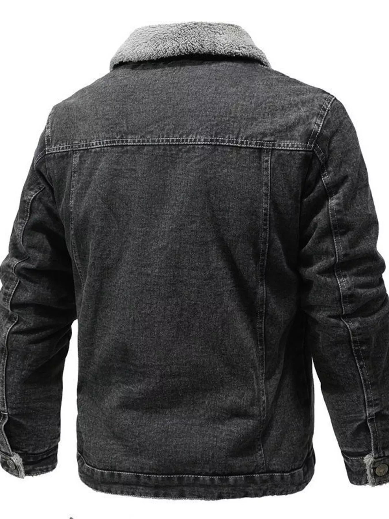 Men's Plus Size Button Up Sherpa Lined Denim Jacket