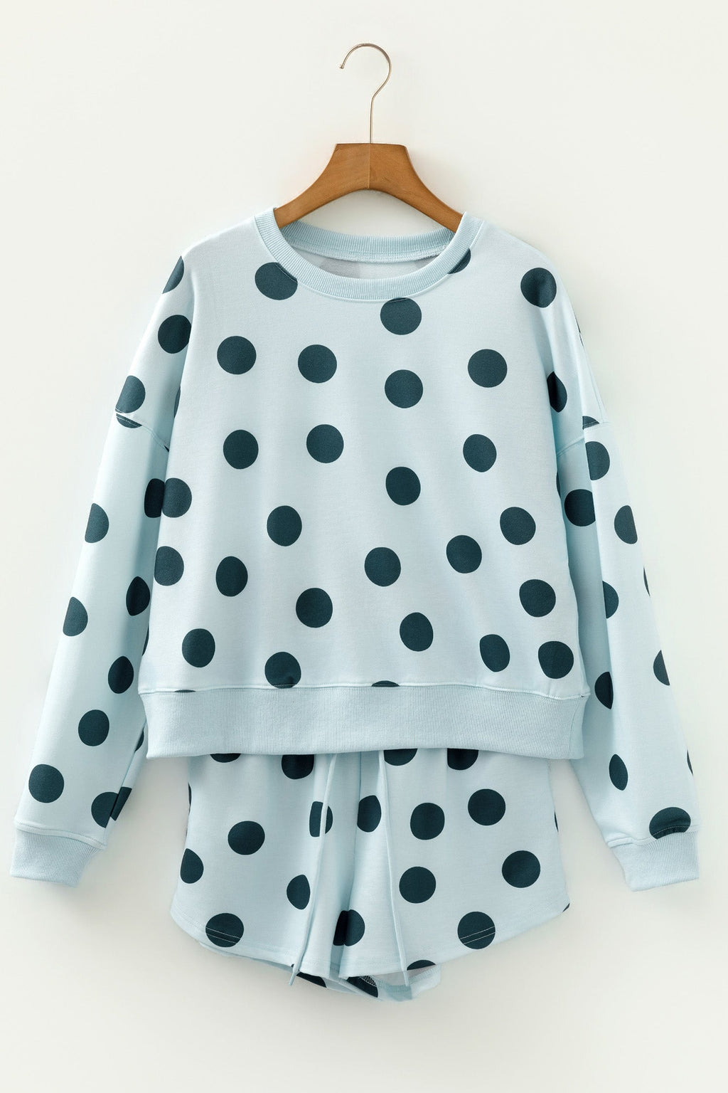 Polka Dot Pullover and Drawstring Shorts Set