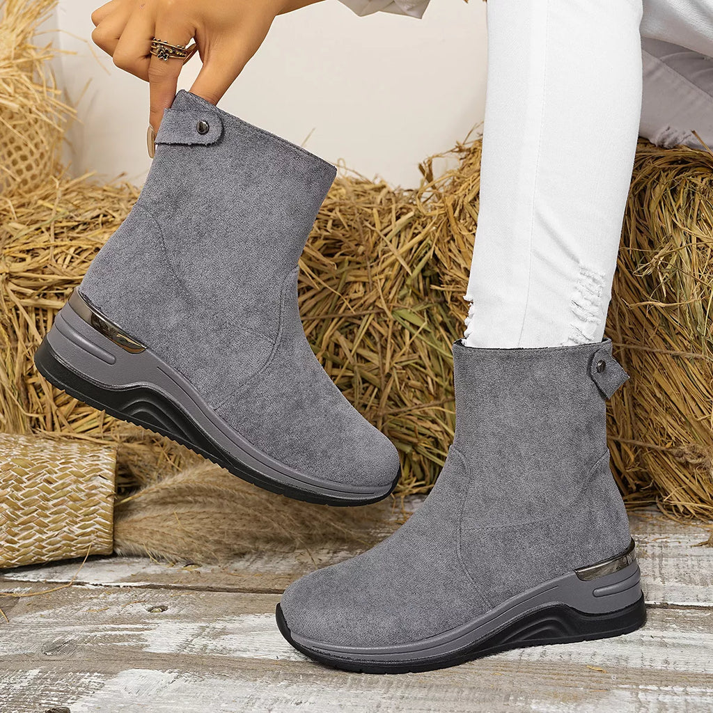 Suede Ankle Boots with Wedge Heel