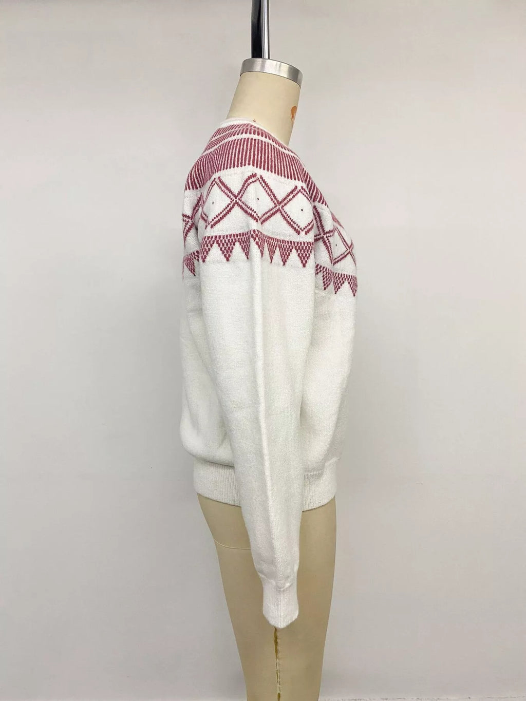 Geometric Crew Neck Knit Sweater