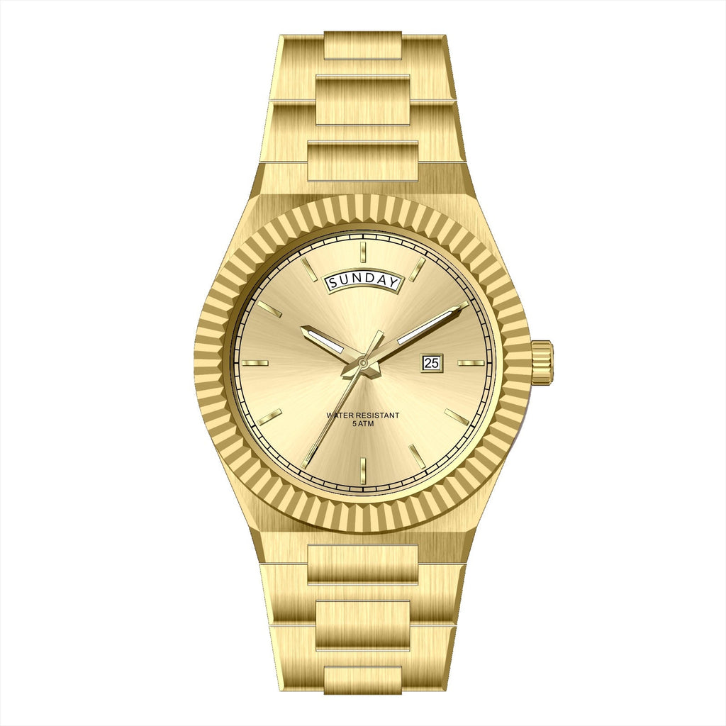 Business Gentleman's Log-Type Quartz Waterproof Steel Strap