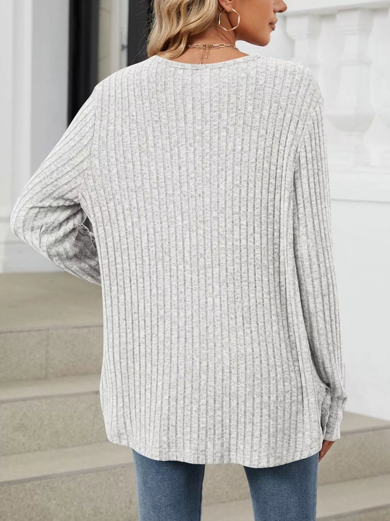 Ribbed Button-Up Cardigan