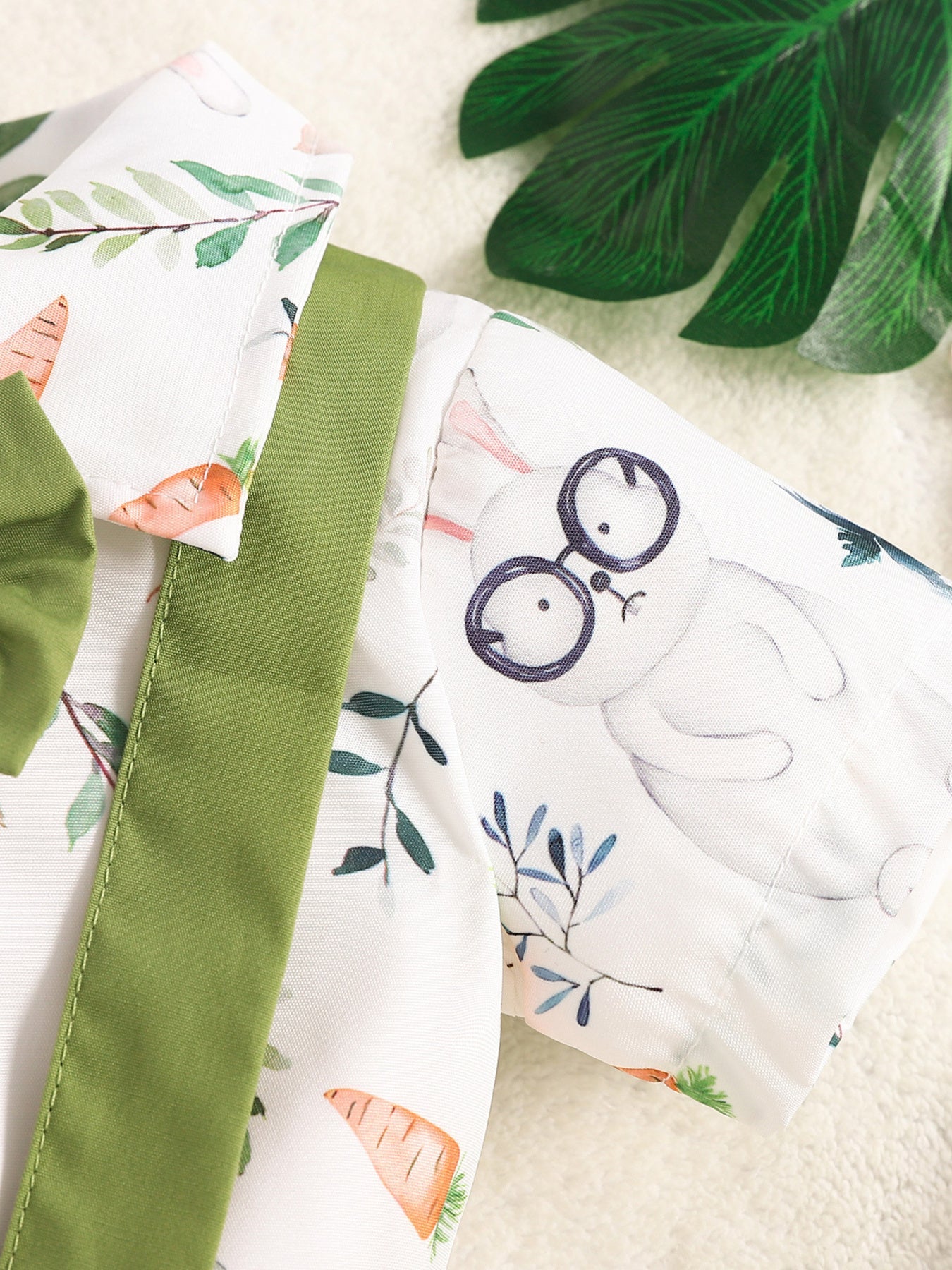 Children's Bunny Print Shirt with Suspender Shorts Set