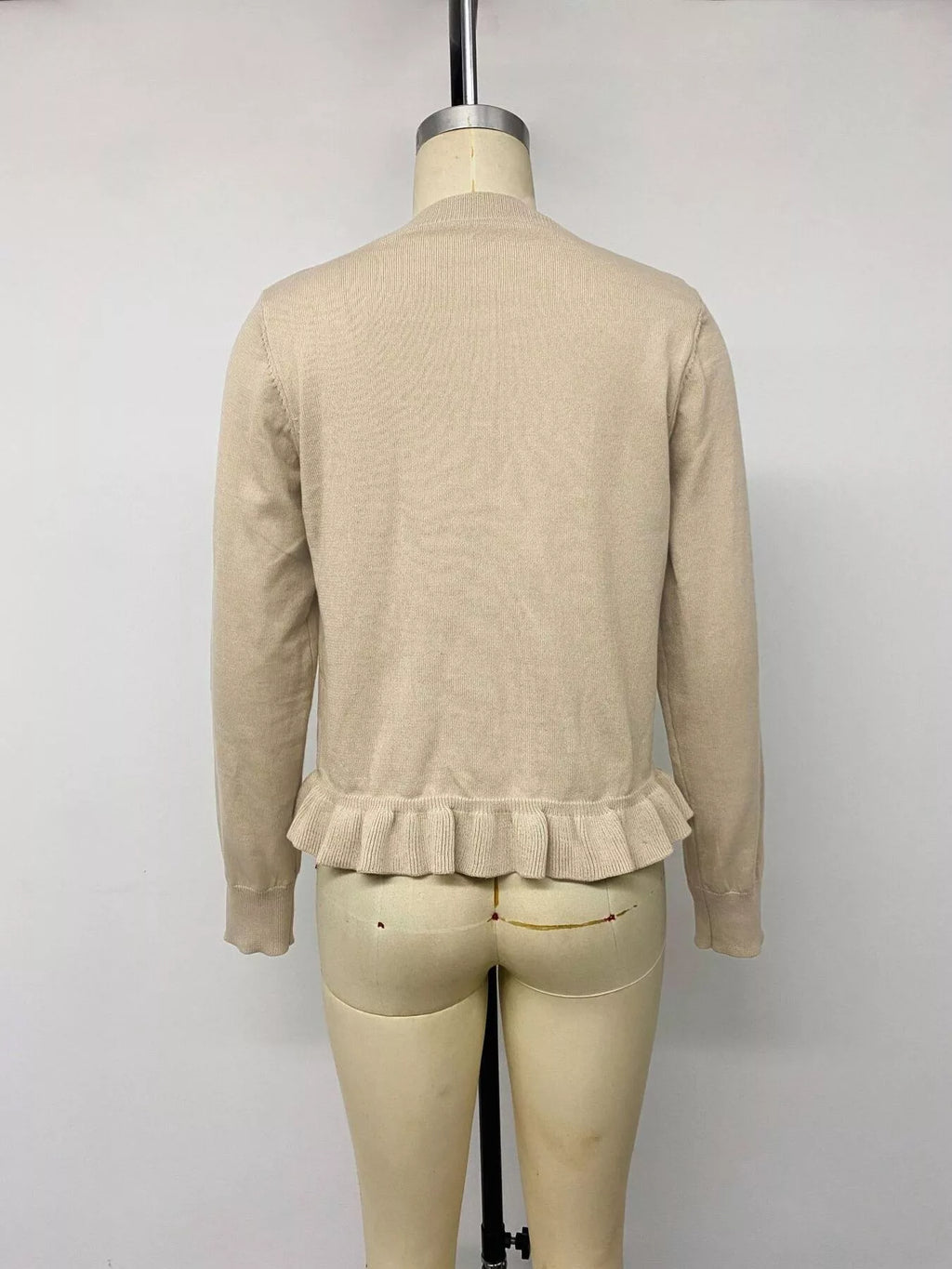 Ruffle Hem Button-Up Cardigan