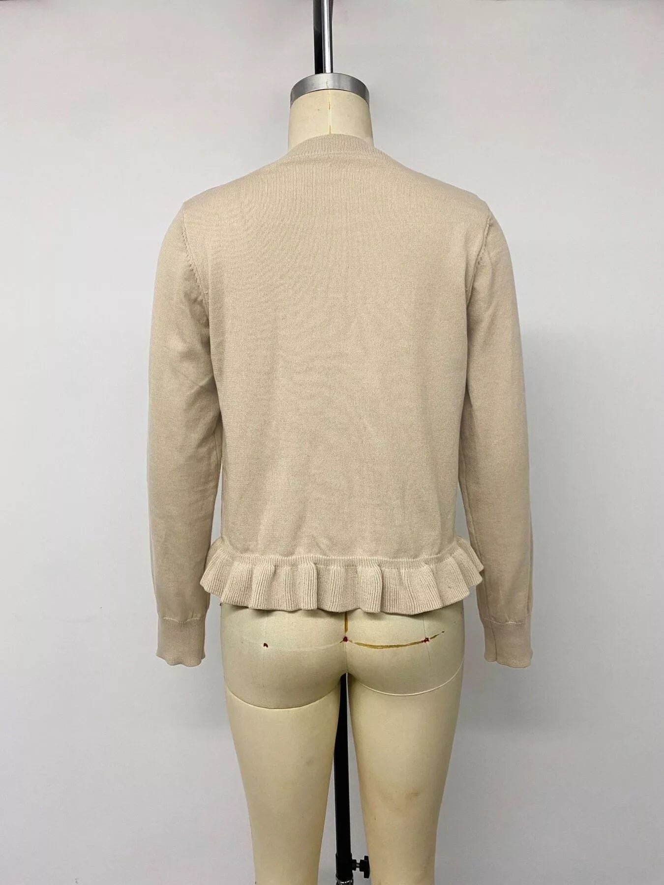 Ruffle Hem Button-Up Cardigan