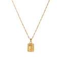 18K gold rectangular necklace with angel pattern design classic fashion necklace