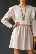 Ruffled Round Neck Long Sleeve Dress