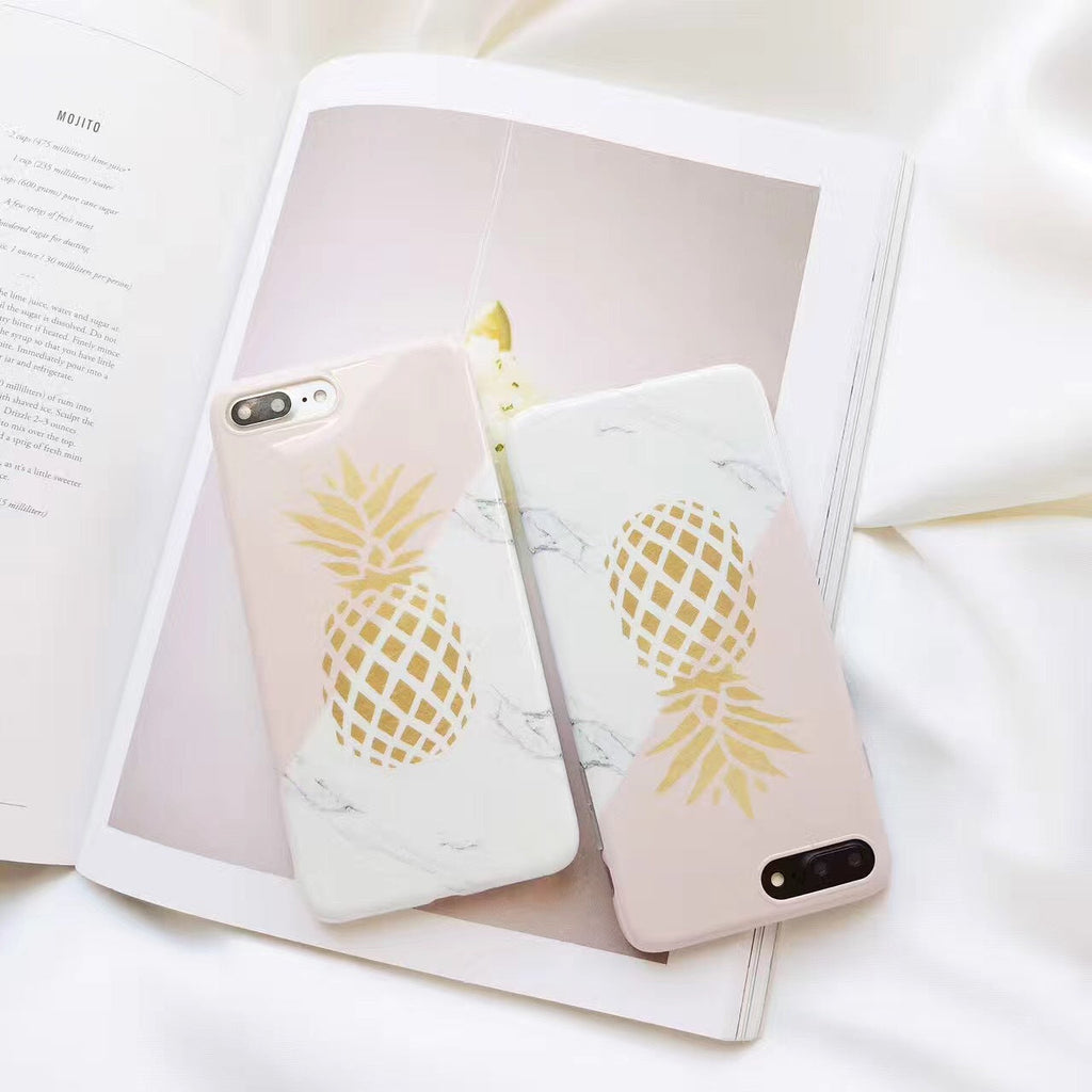 Stitching pineapple marble phone case