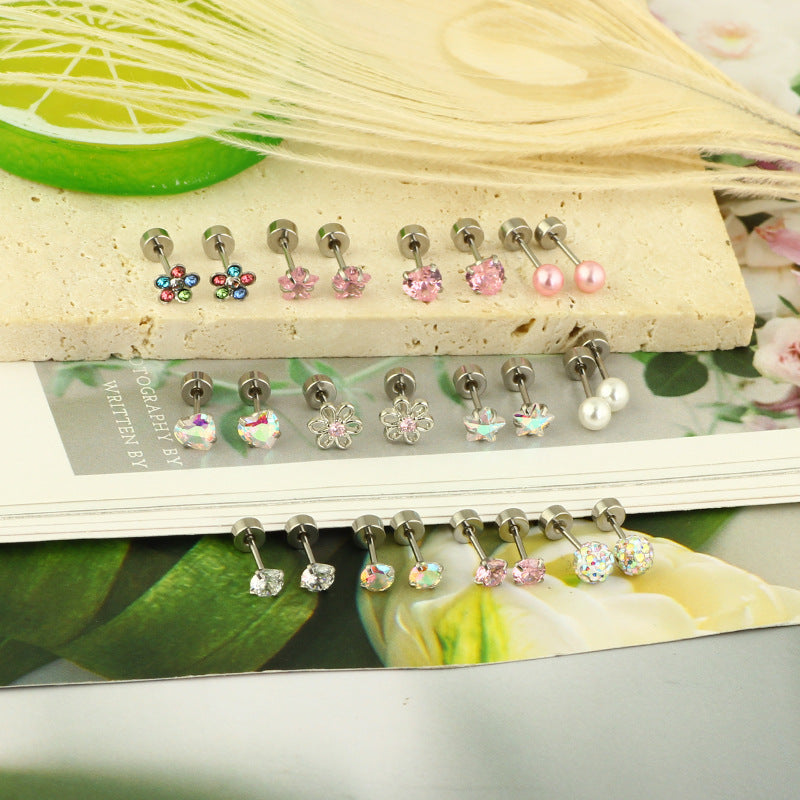Stainless Steel Five-pointed Star Ear Bone Stud High-end Screw-back Earring