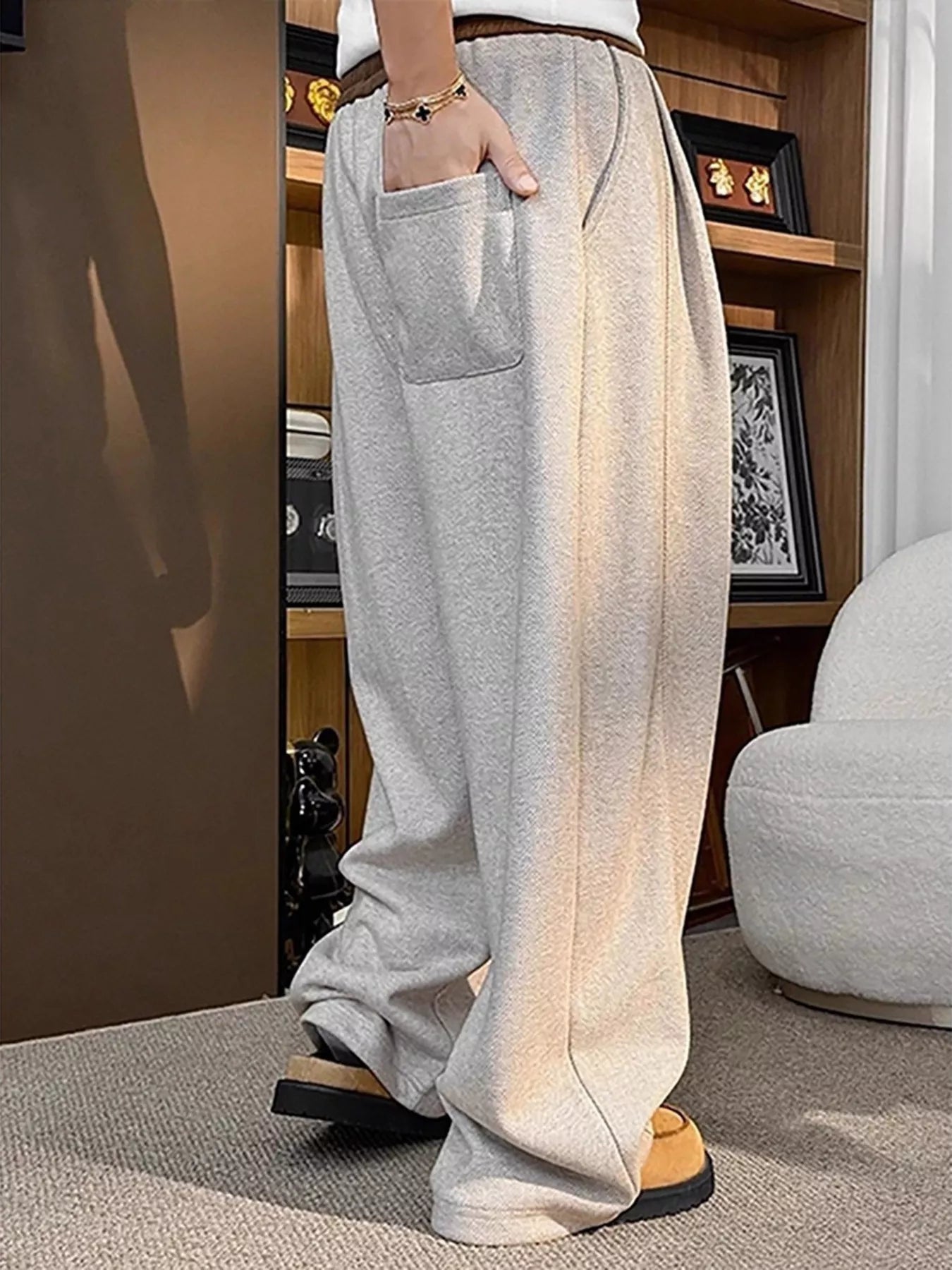 Men's Plus Size Loose Fit Casual Sweatpants with Drawstring