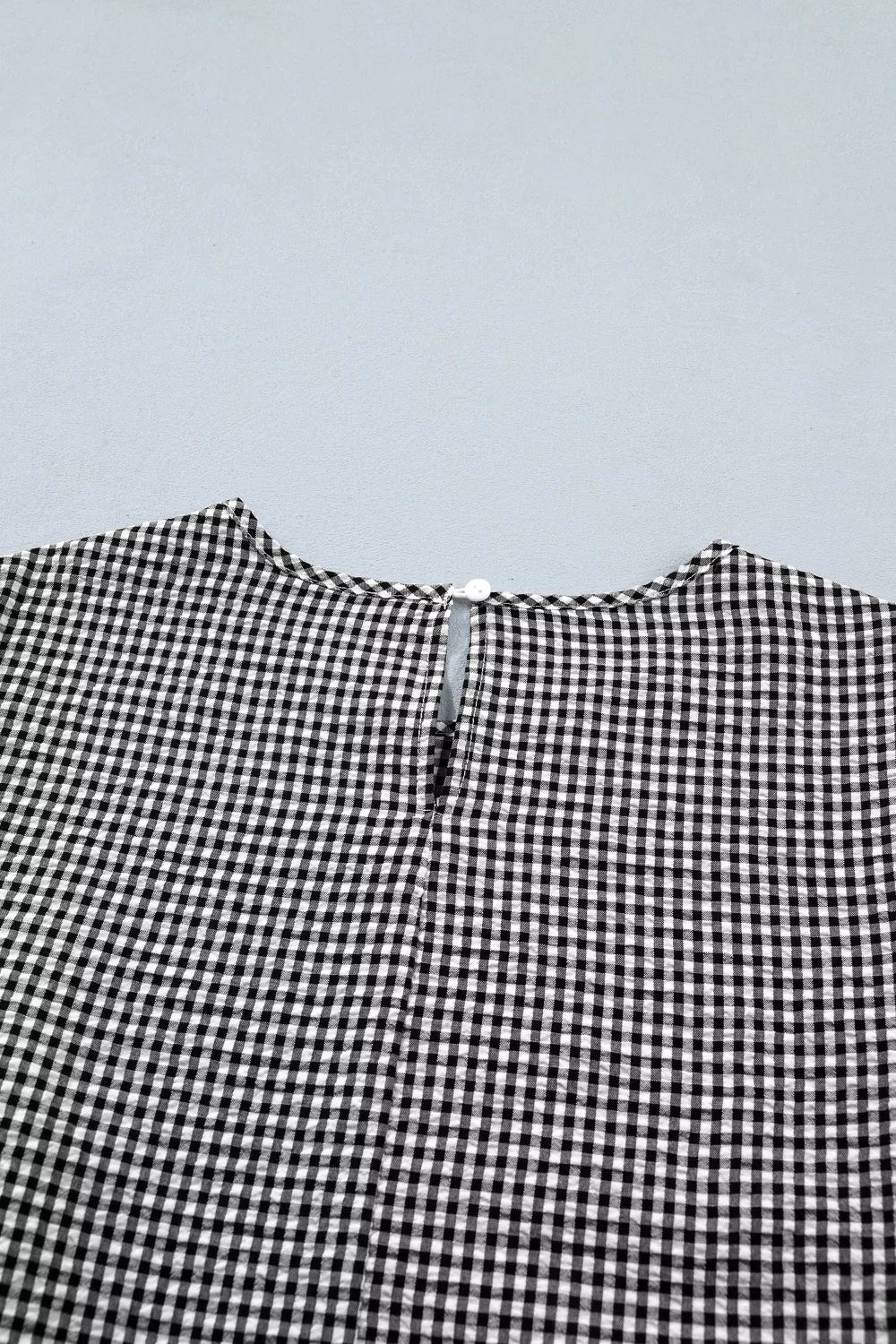 Gingham Bow Half Sleeve Blouse