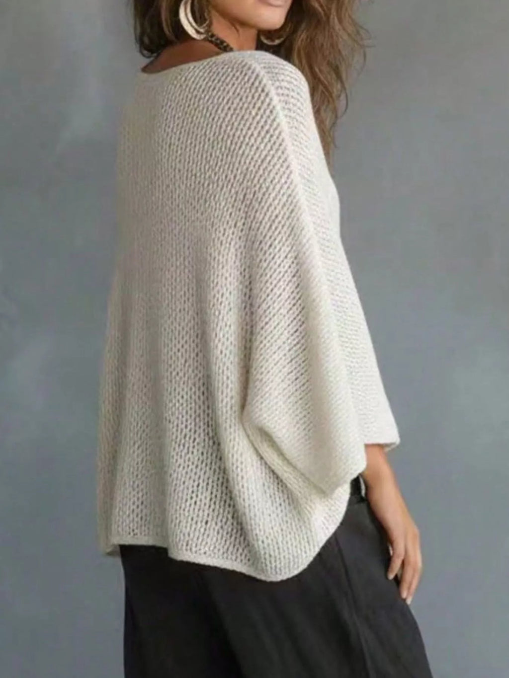 V-Neck Batwing Sleeve Sweater