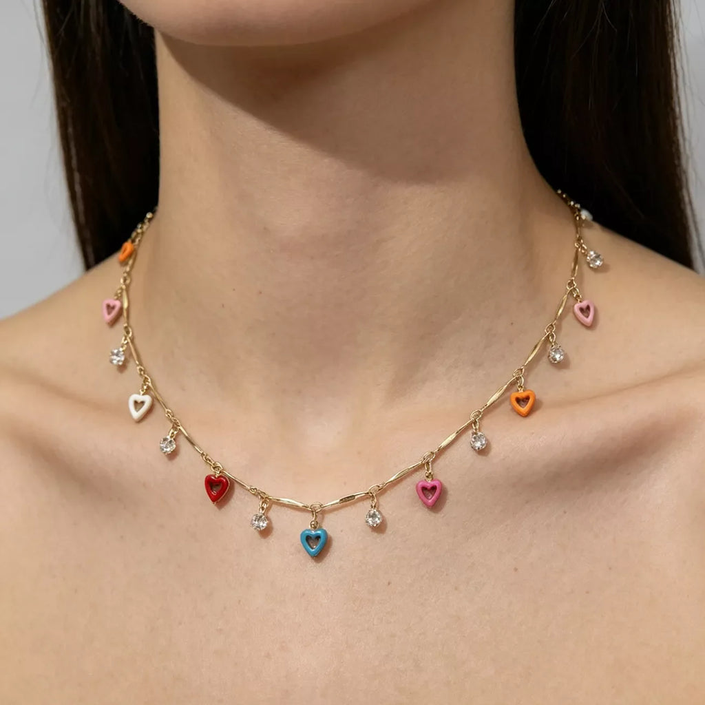 2 Piece Heart Charm Necklace