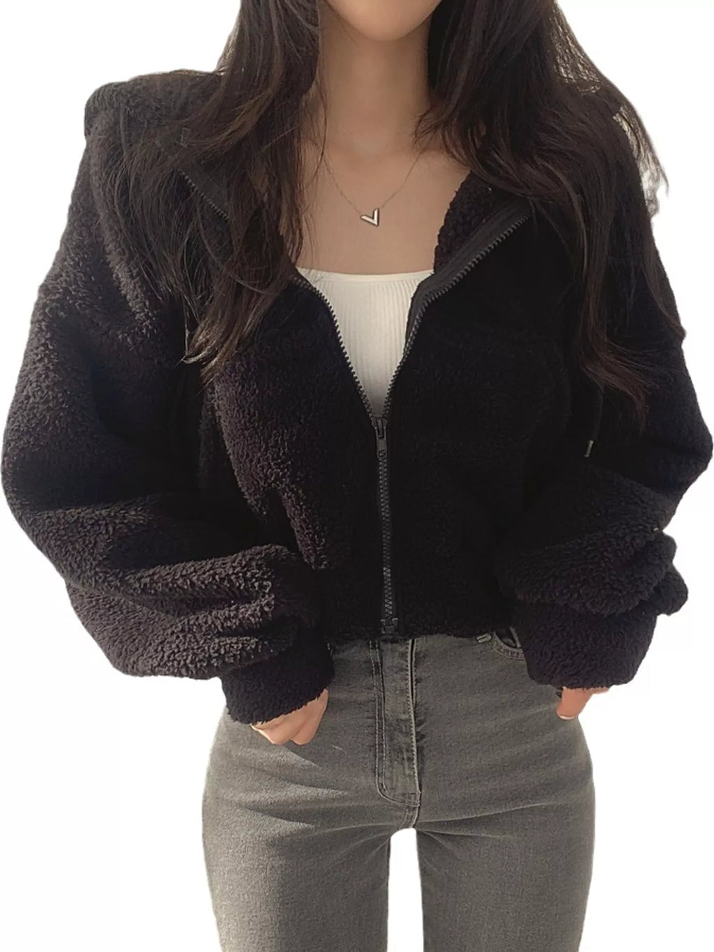 Oversized Sherpa Zip-Up Hoodie