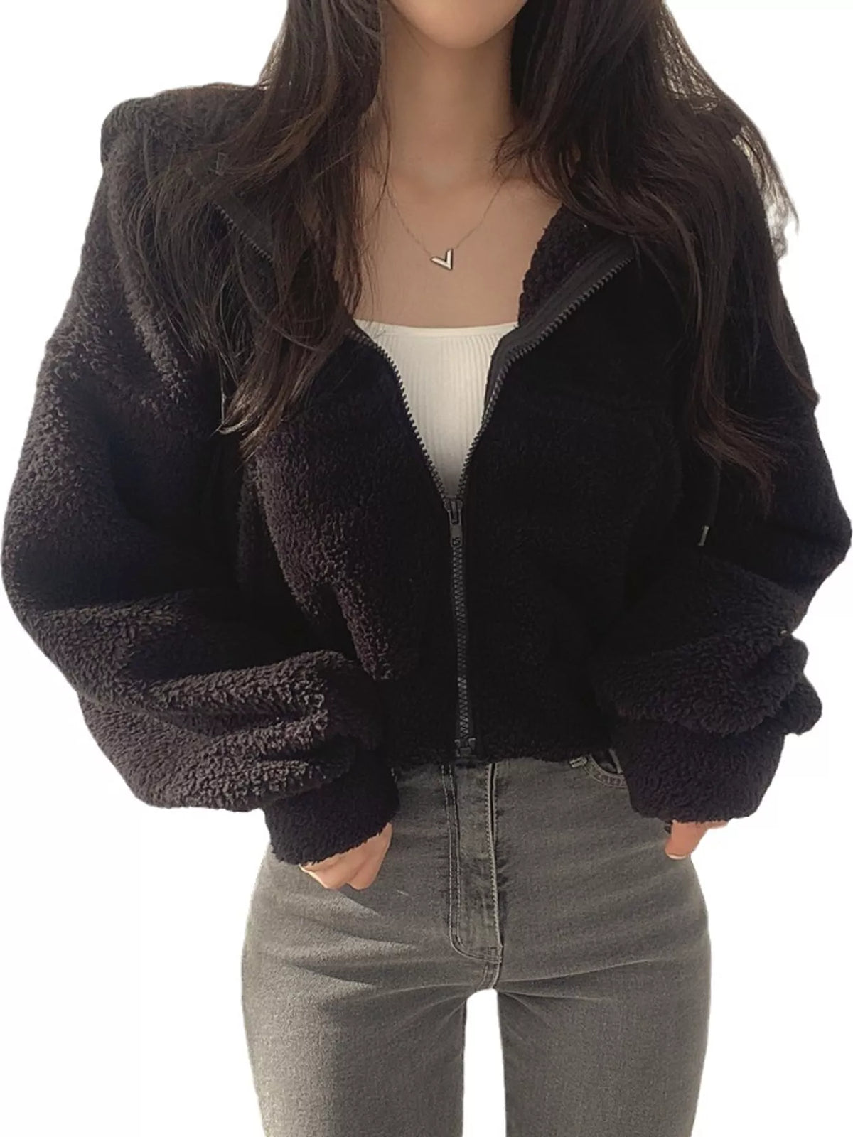 Oversized Sherpa Zip-Up Hoodie
