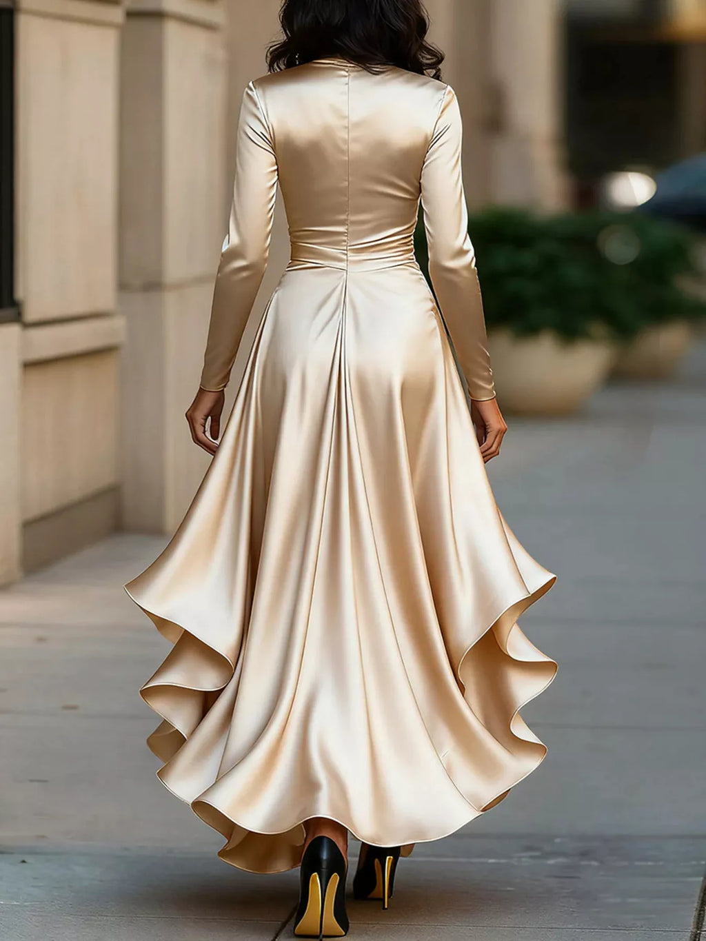 Elegant Wrap Dress with Ruffled Hem