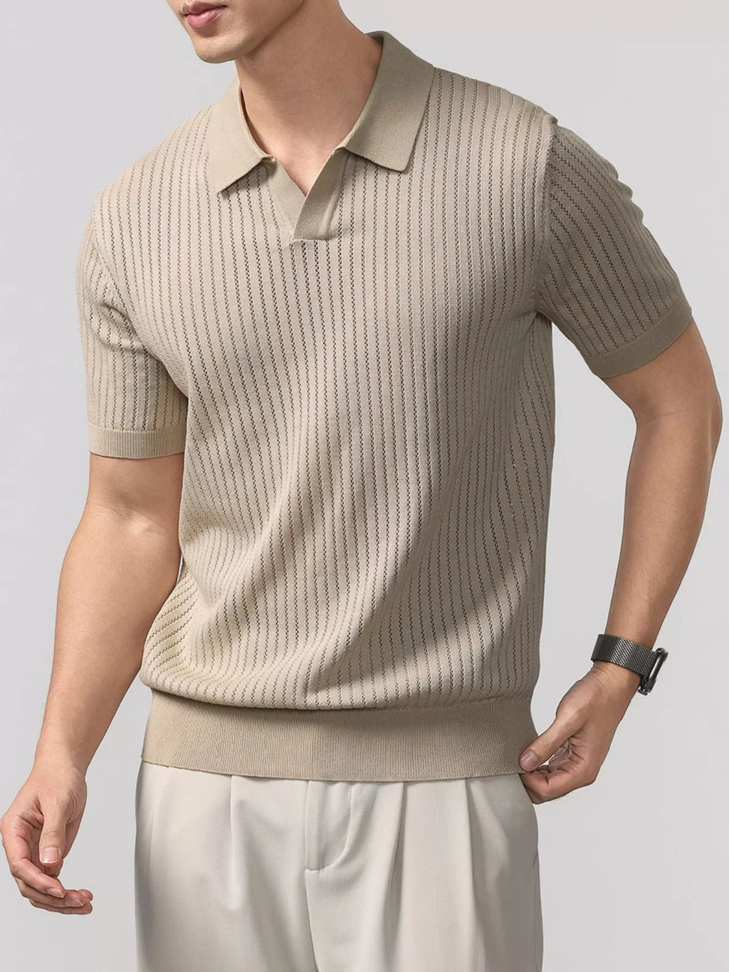Men's Plus Size Short Sleeve Breathable Knit Polo