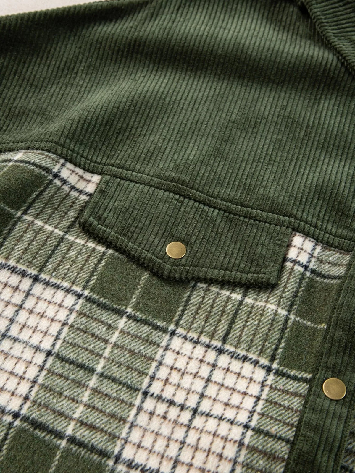 Plaid Button-Up Long Sleeve Shacket with Chest Pockets