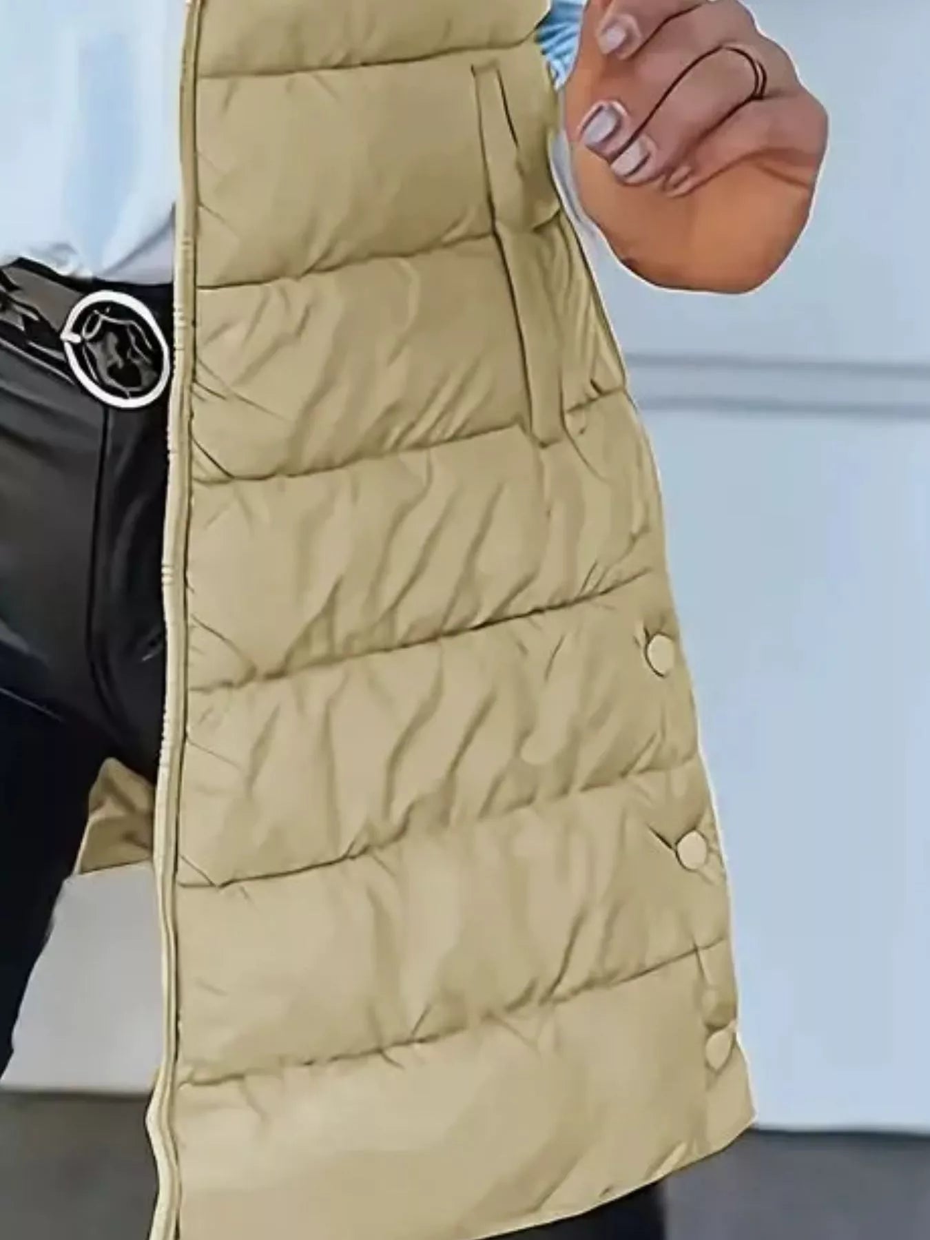 Zip Up Longline Hooded Puffer Vest Coat