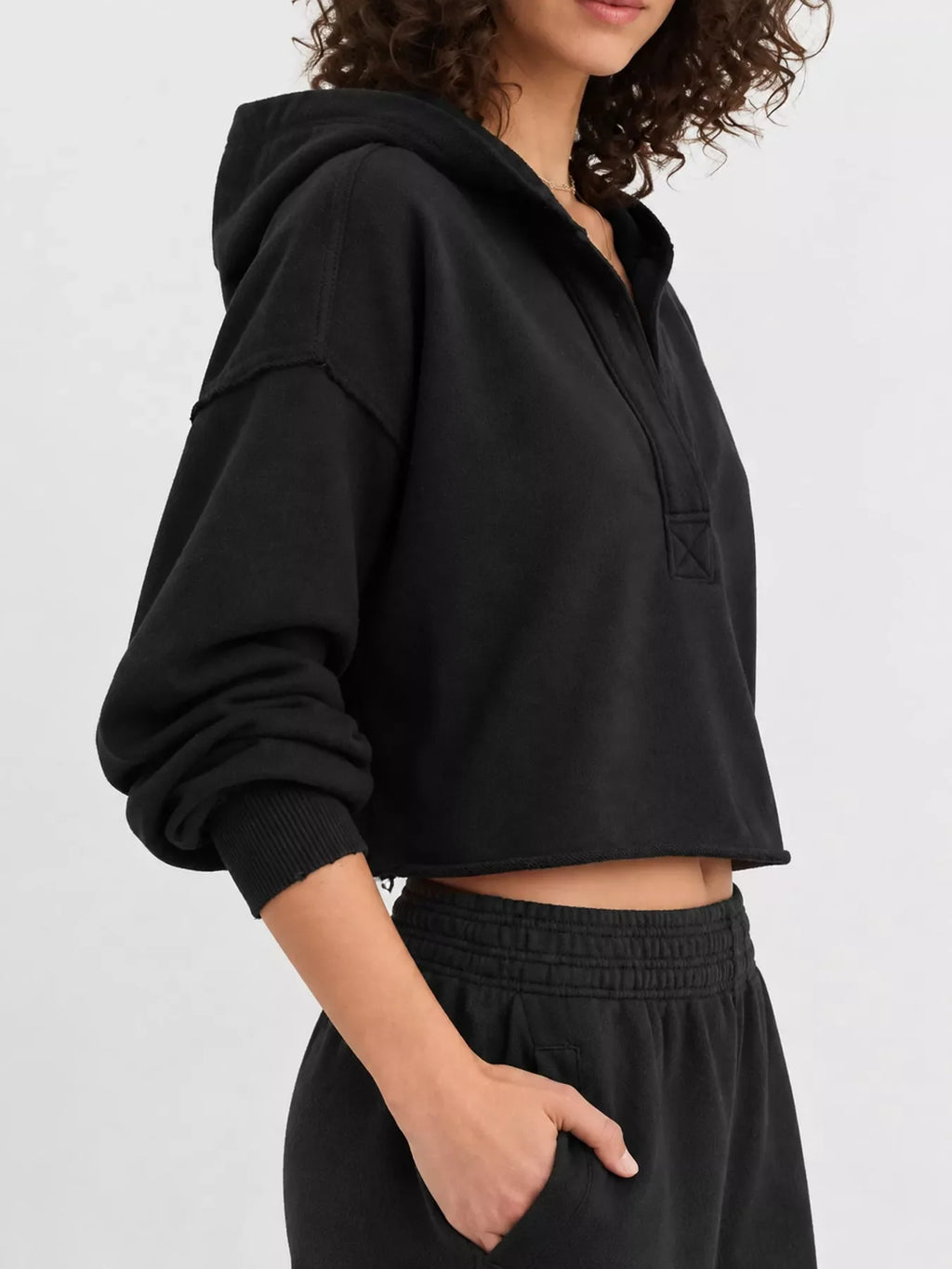 Dropped Shoulder Cropped Hoodie