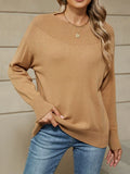 Ribbed Knit Dropped Shoulder Sweater