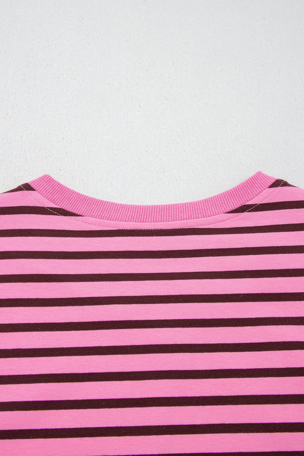 Pink Stripe V Neck Drop Shoulder Long Sleeve Top
