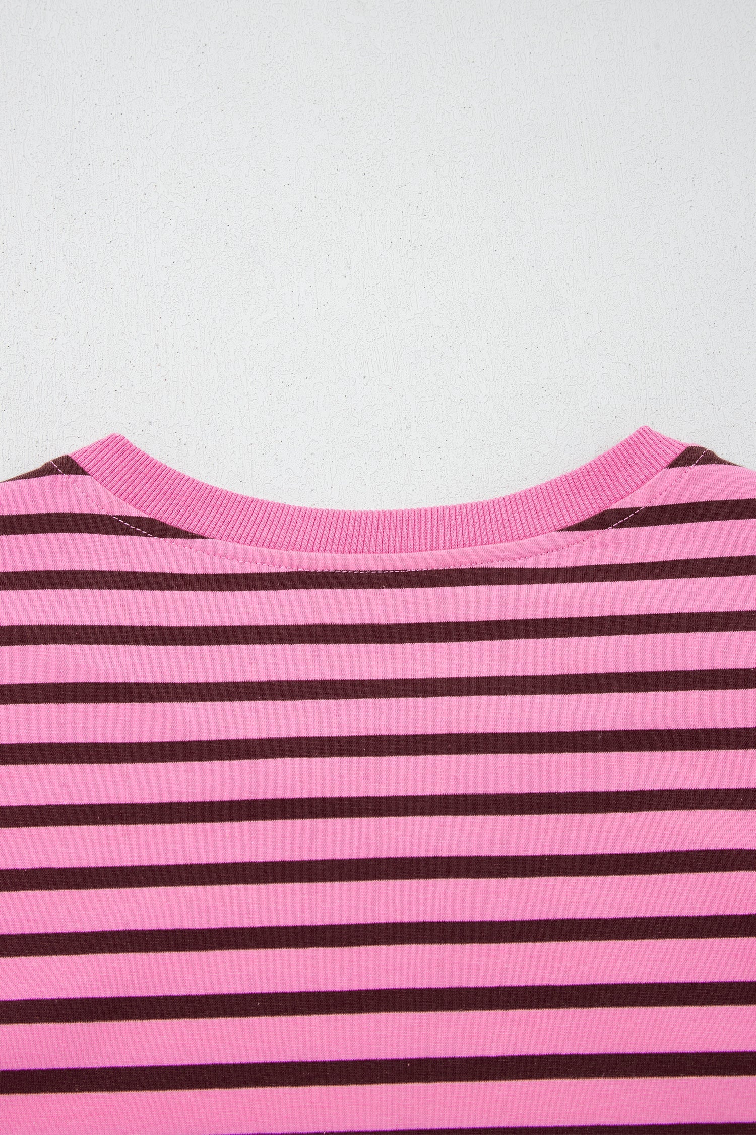 Pink Stripe V Neck Drop Shoulder Long Sleeve Top
