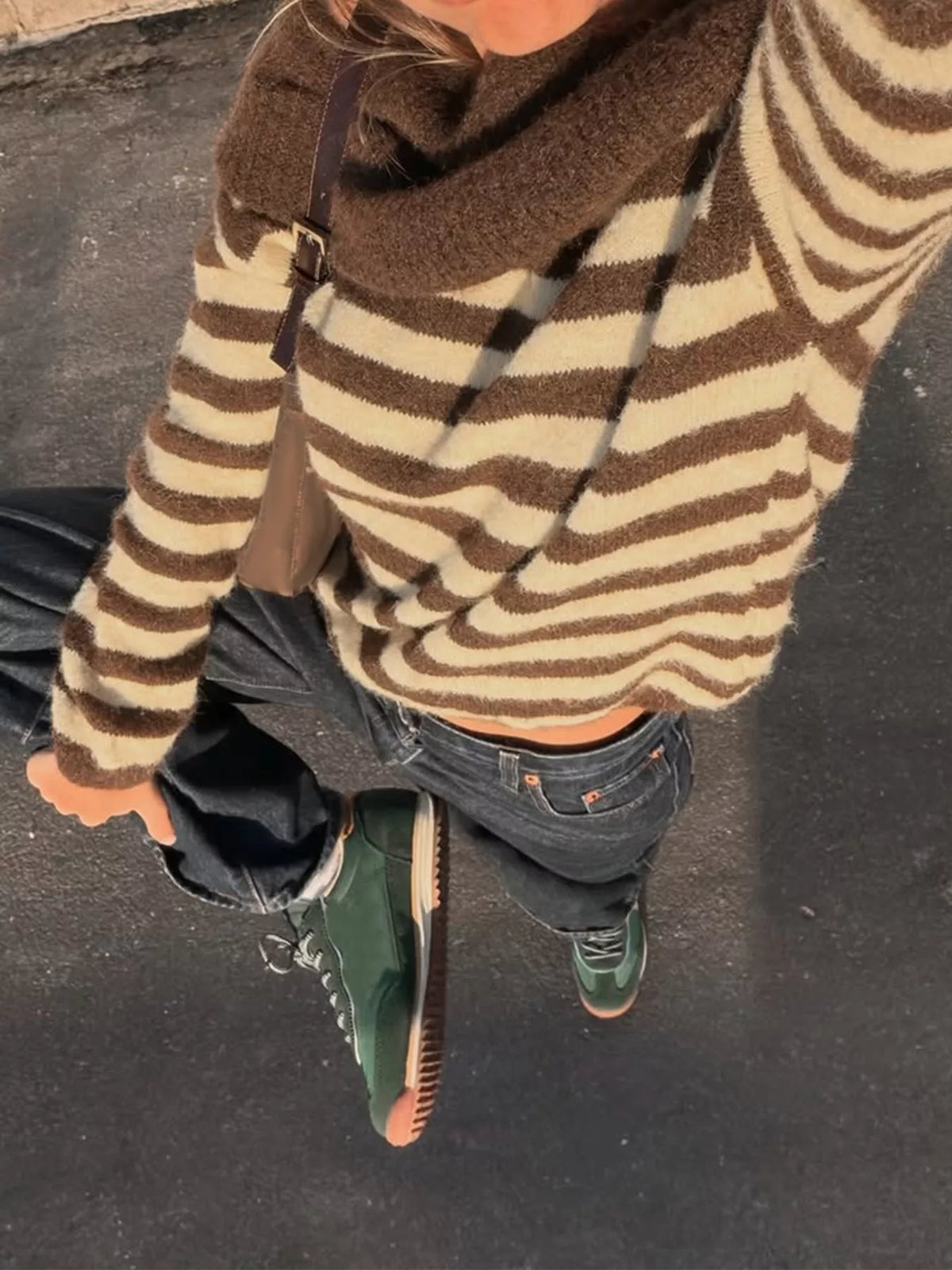 Off-Shoulder Striped Knit Top