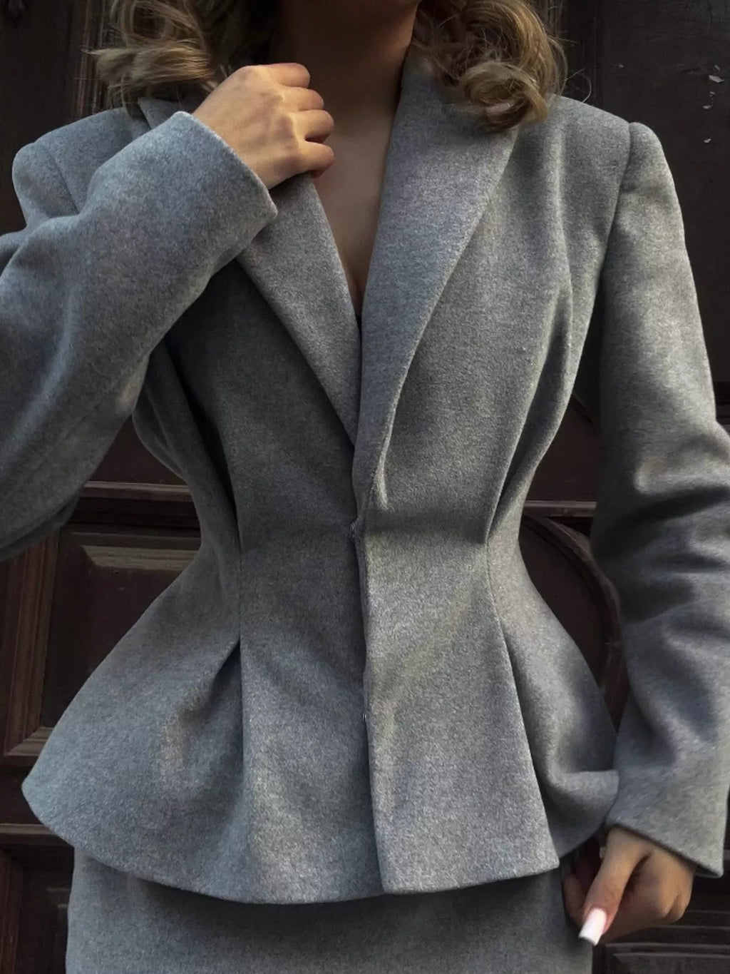 Peplum Blazer and Skirt Set
