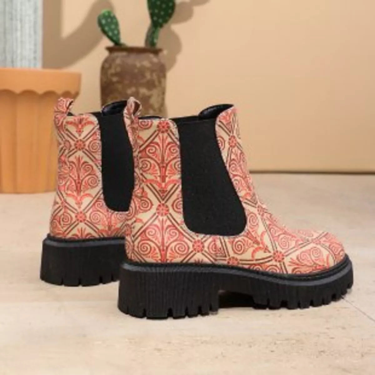 Round Toe Chunky Heel Ankle Boots