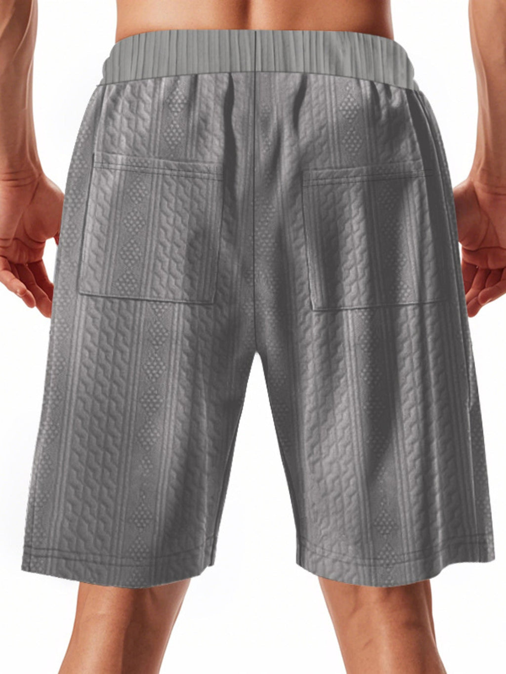Men's Full Size Texture Drawstring Shorts Plus Size