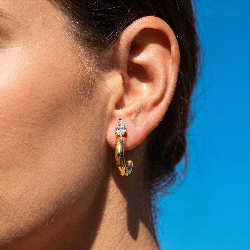 Twisted Zircon Huggie Earrings