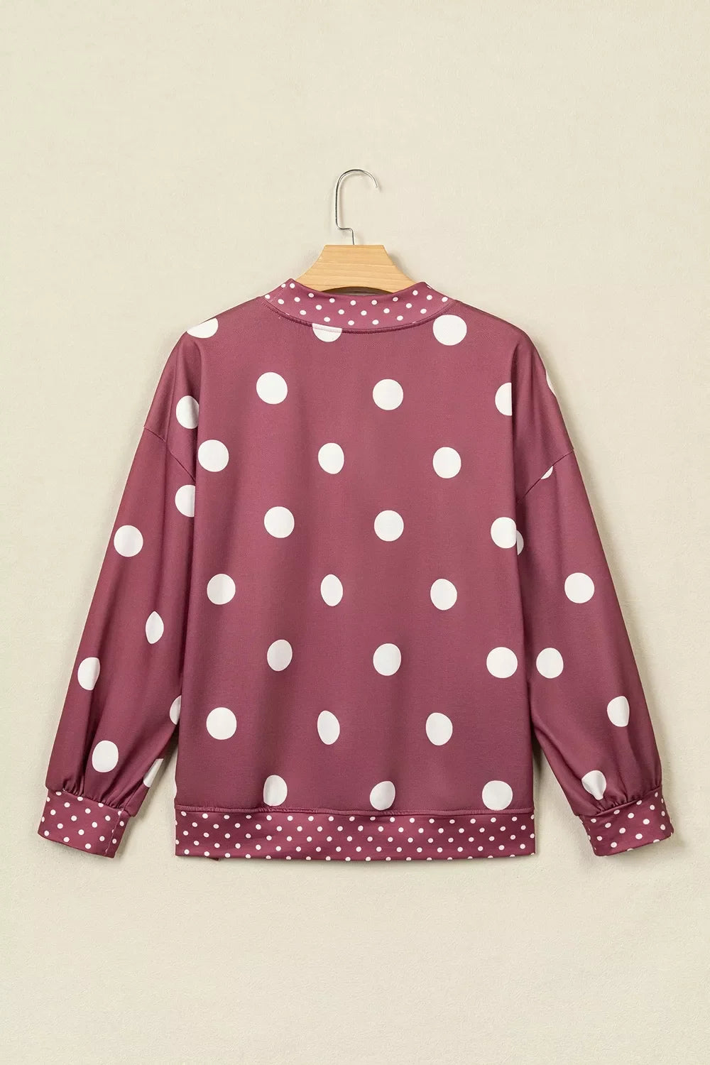 Polka Dot Print Contrast Detail Oversized Tunic Sweatshirt